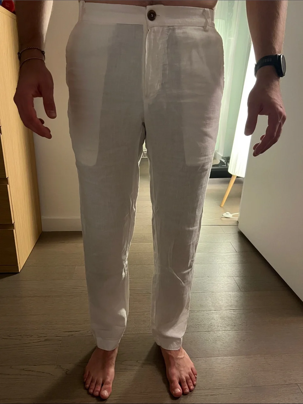 Men's White Linen Pants - Lightweight Summer Trousers